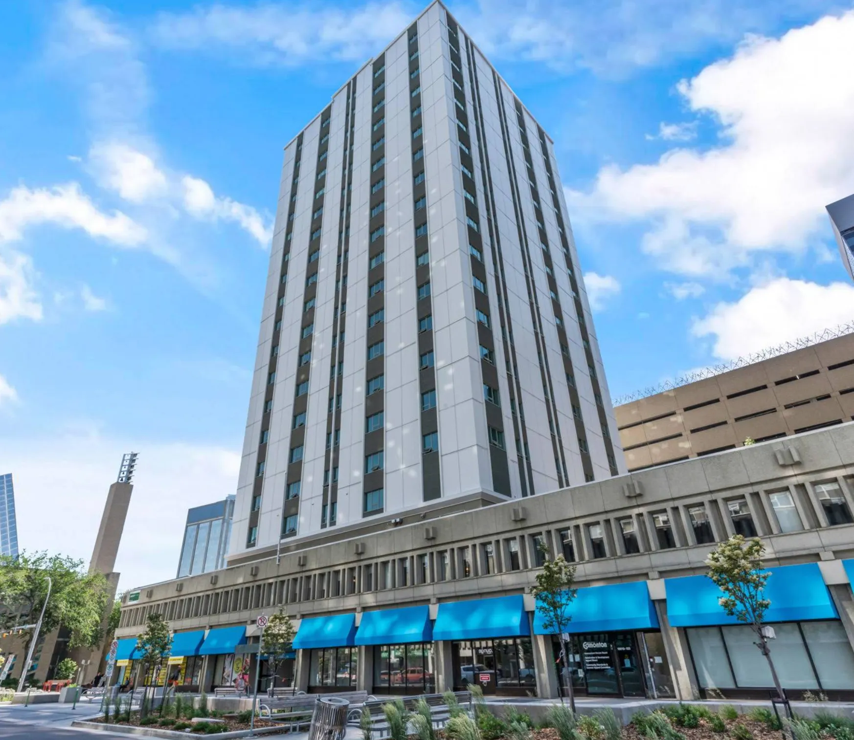 The Churchill Apartments downtown Edmonton window blinds installation